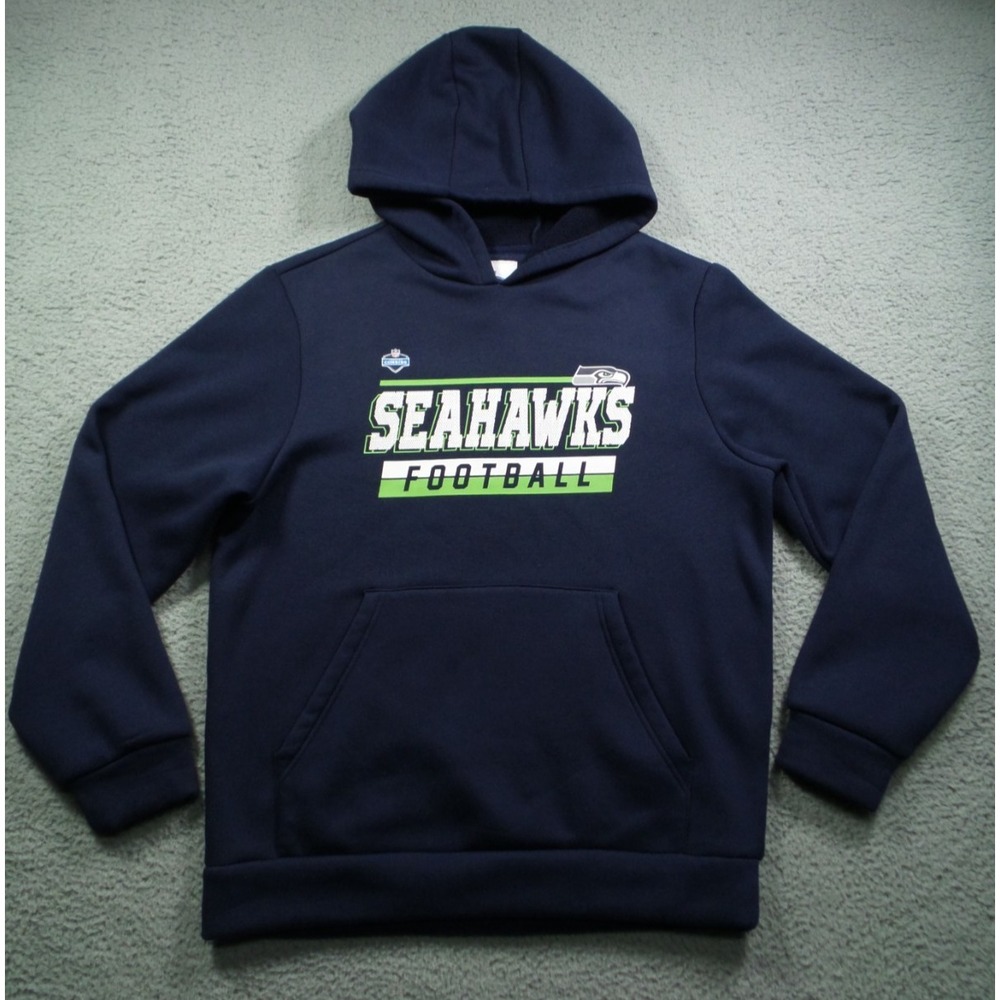 Seattle Seahawks Sweatshirt Mens Size Large Blue Hooded‎ NFL Scouting Combine